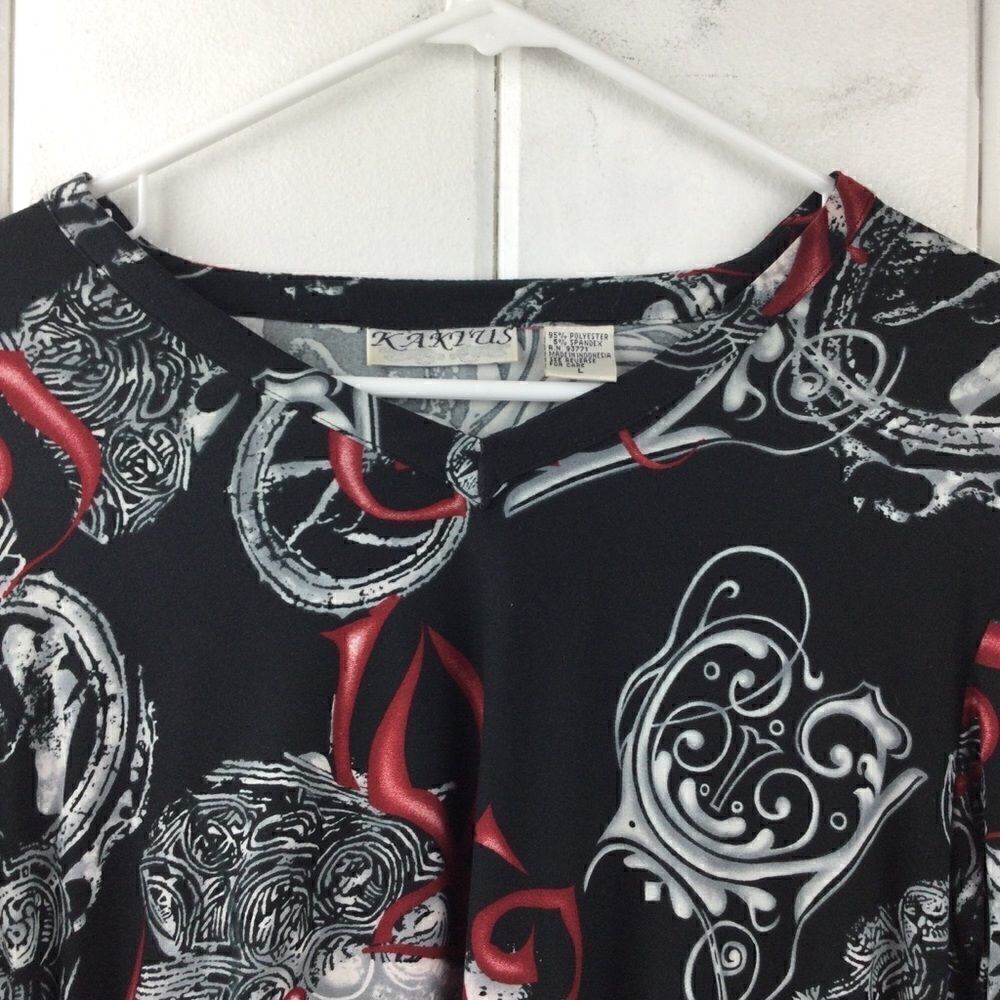 Kaktus Black‎ Graphic Jacket (M) & Matching Cinch Side Blouse (L), Vintage Set - Picture 13 of 14
